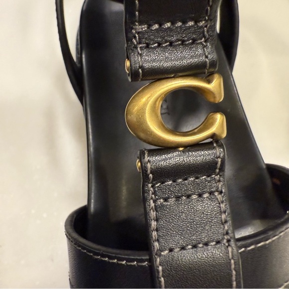 Coach Sculpted C Fisherman Sandals Black Leather Sz 6 NIB - Picture 9 of 12